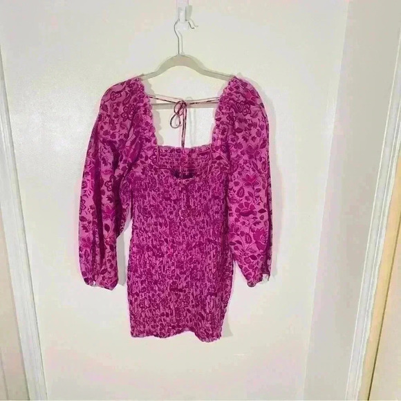 NEW Free People Smock It To Me Mini Dress Azalea Floral Bohemian Cottagecore - Picture 7 of 8